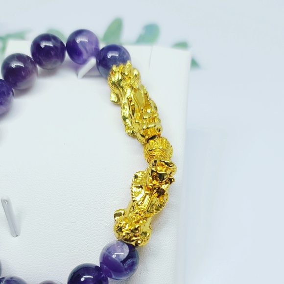 Double Pixiu Amethyst bracelet/ 10mm - Picture 4 of 4